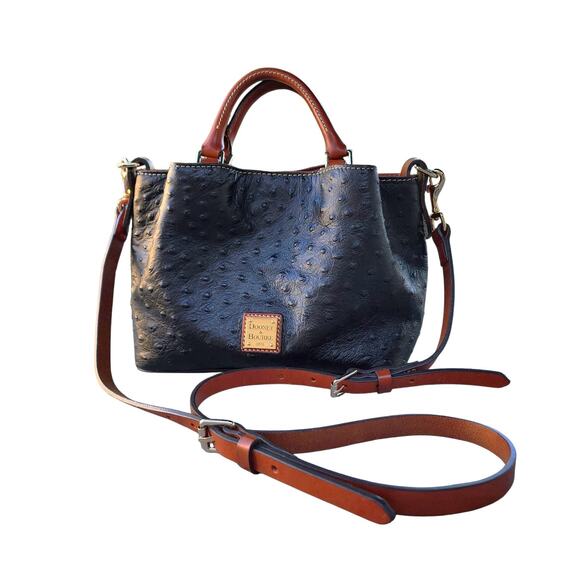 Dooney & Bourke Mini Barlow Satchel Ostrich Embossed Exotic Leather Handbag - Picture 1 of 11